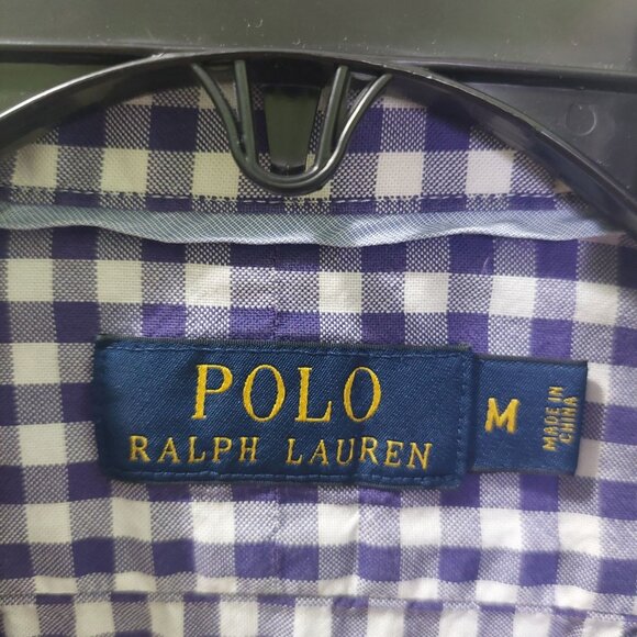 Polo Ralph Lauren Men's Purple Gingham Long-Sleeve Button-Up Shirt Medium - Picture 3 of 9